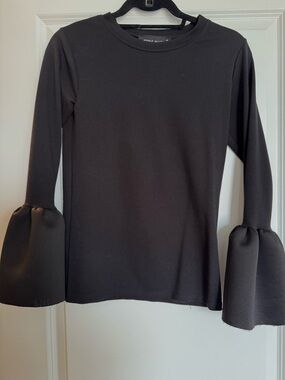 Style Mafia Black Bell-Sleeve Crewneck Top